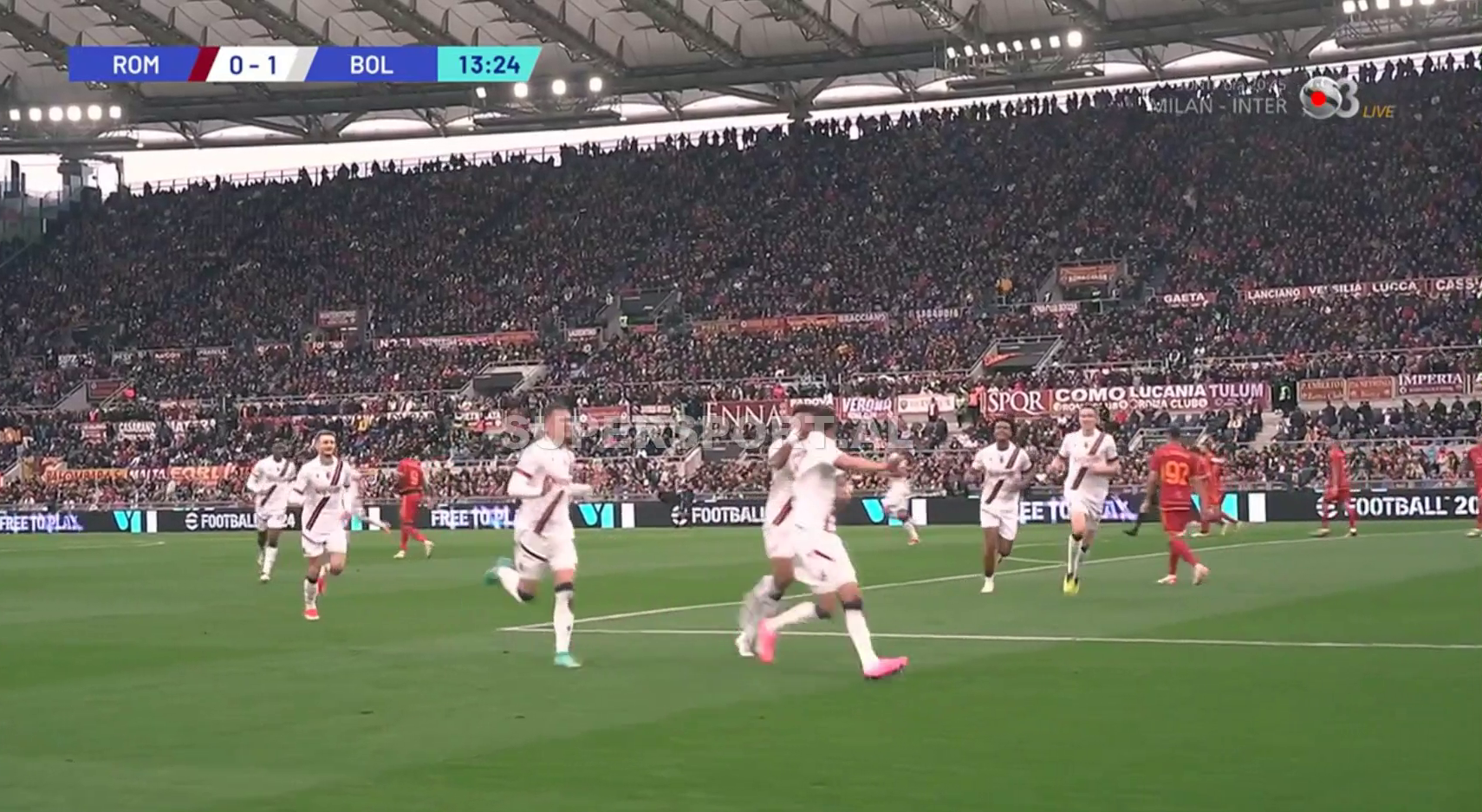 VIDEO  Zhbllokohet Roma Bologna  El Azzouzi  dhuron  një gol spektakolar në  Olimpico 